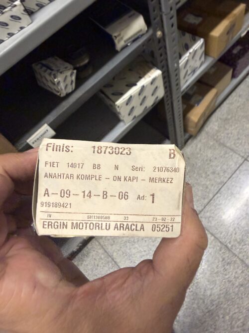 ANAHTAR KOMPLE - ON KAPI - MERKEZ F1ET 14017 BB | Finish No: 1873023
