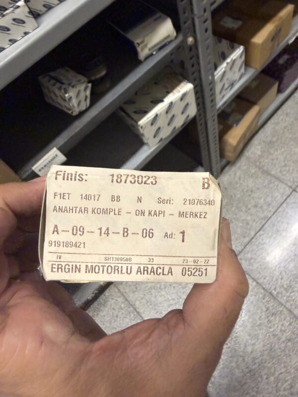 ANAHTAR KOMPLE - ON KAPI - MERKEZ F1ET 14017 BB | Finish No: 1873023